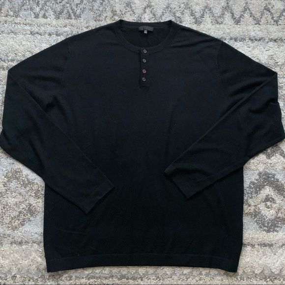 Zachary Prell Black Wool/Cashmere Henley Shirt XXL - Picture 1 of 8